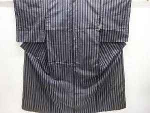 アンティーク　縞模様織出し手織り紬着物